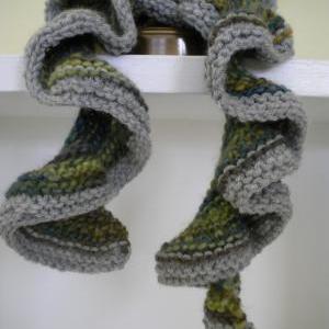 Scarf, Fuffled Corkscrew Scarf 31 Inches Long 2..
