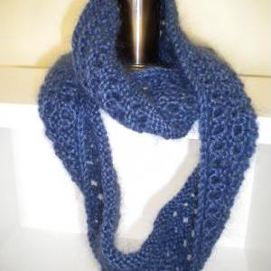 Soft, Blue Hand Knit Cowl
