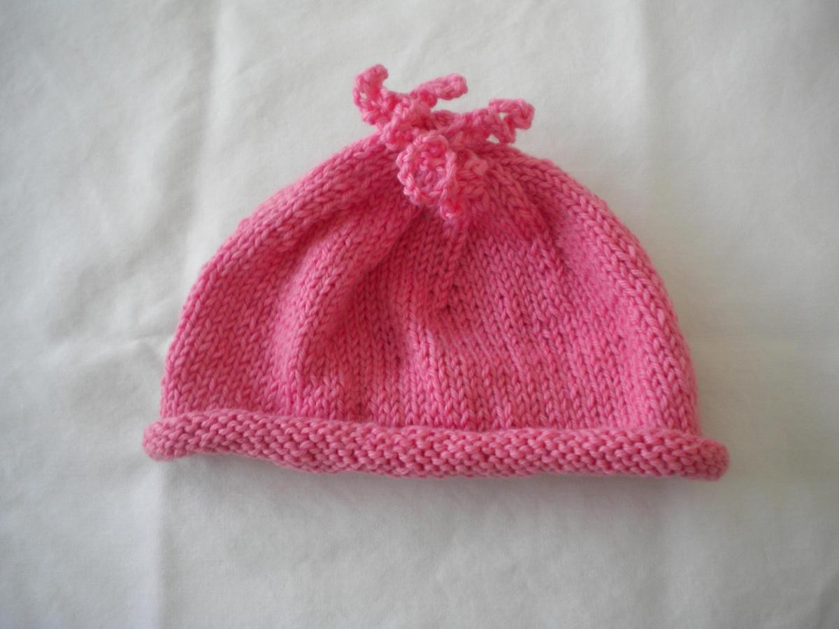 Hand Knit Pink Baby Hat