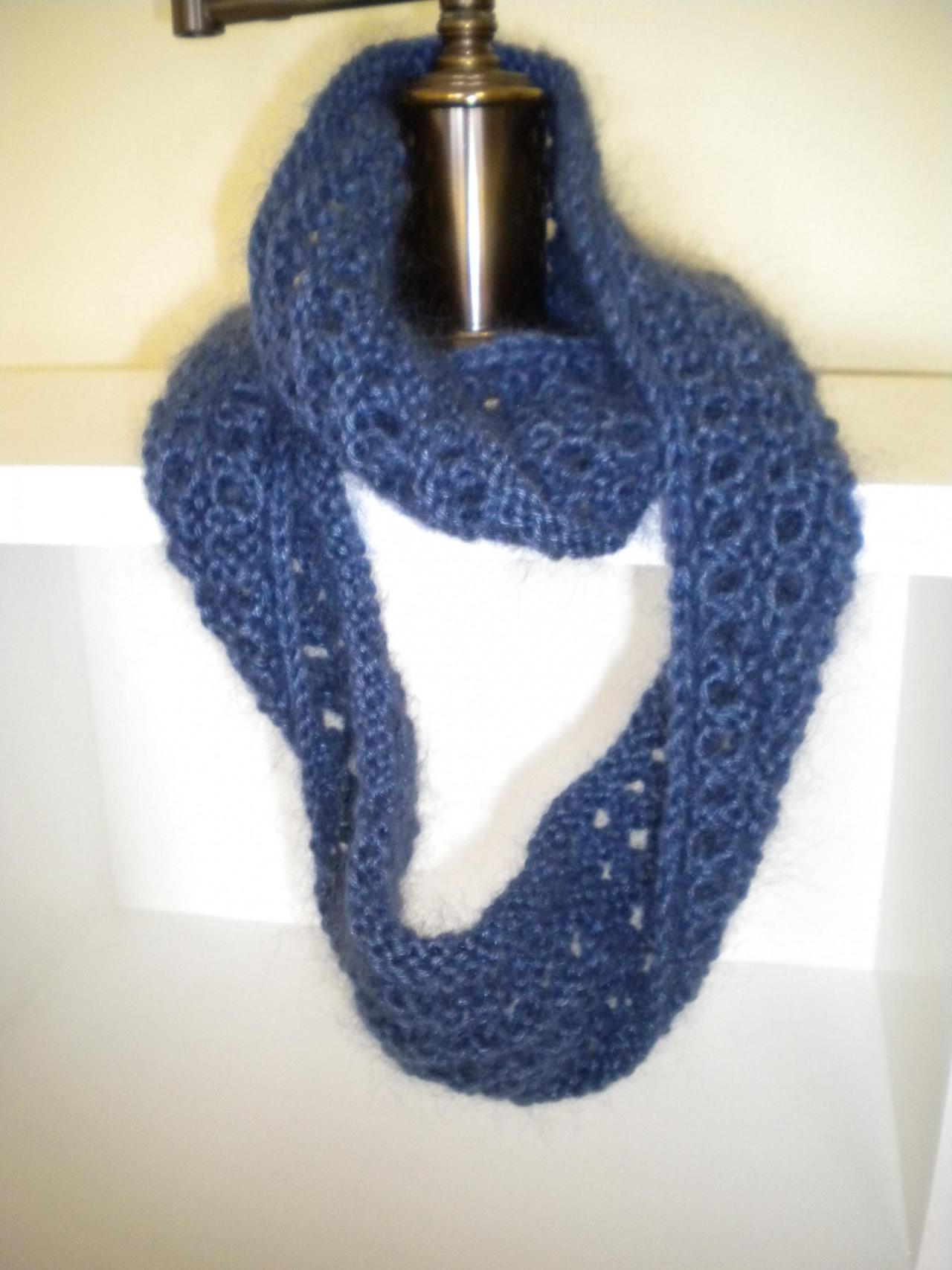 Soft, Blue Hand Knit Cowl